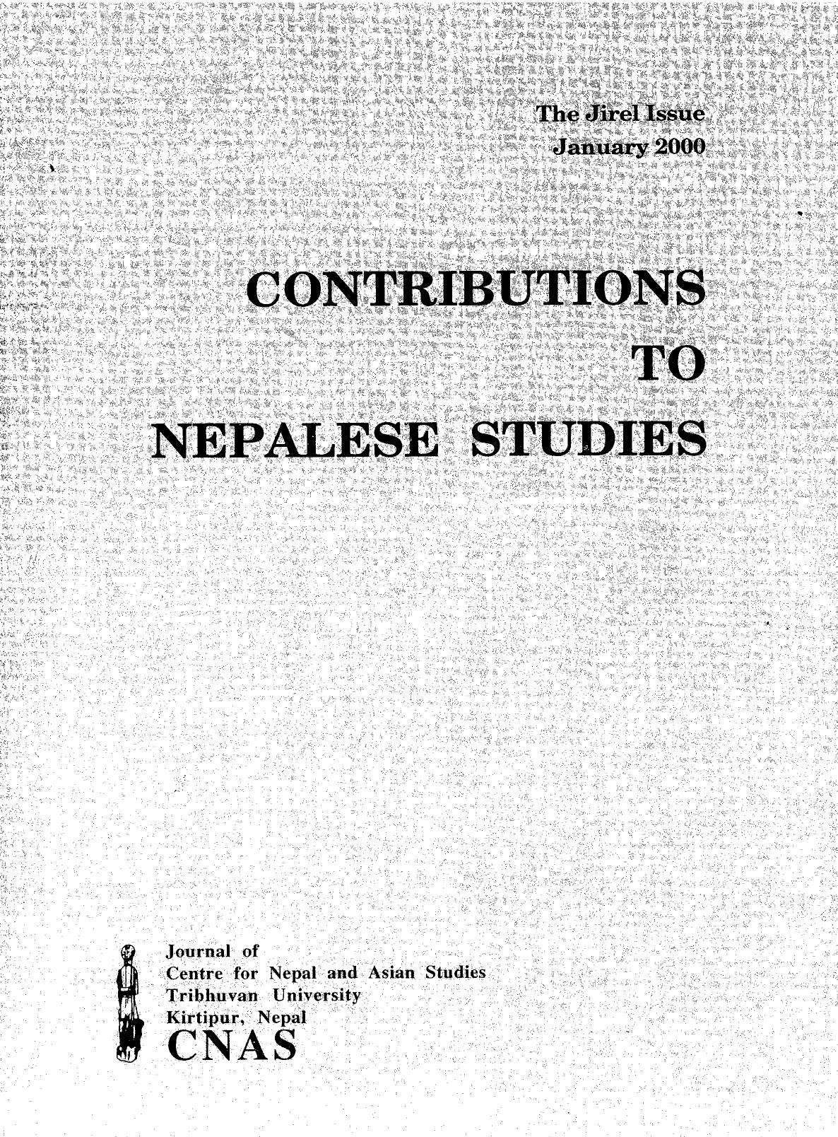 Contributions To Nepalese Studies: Volume27-01
